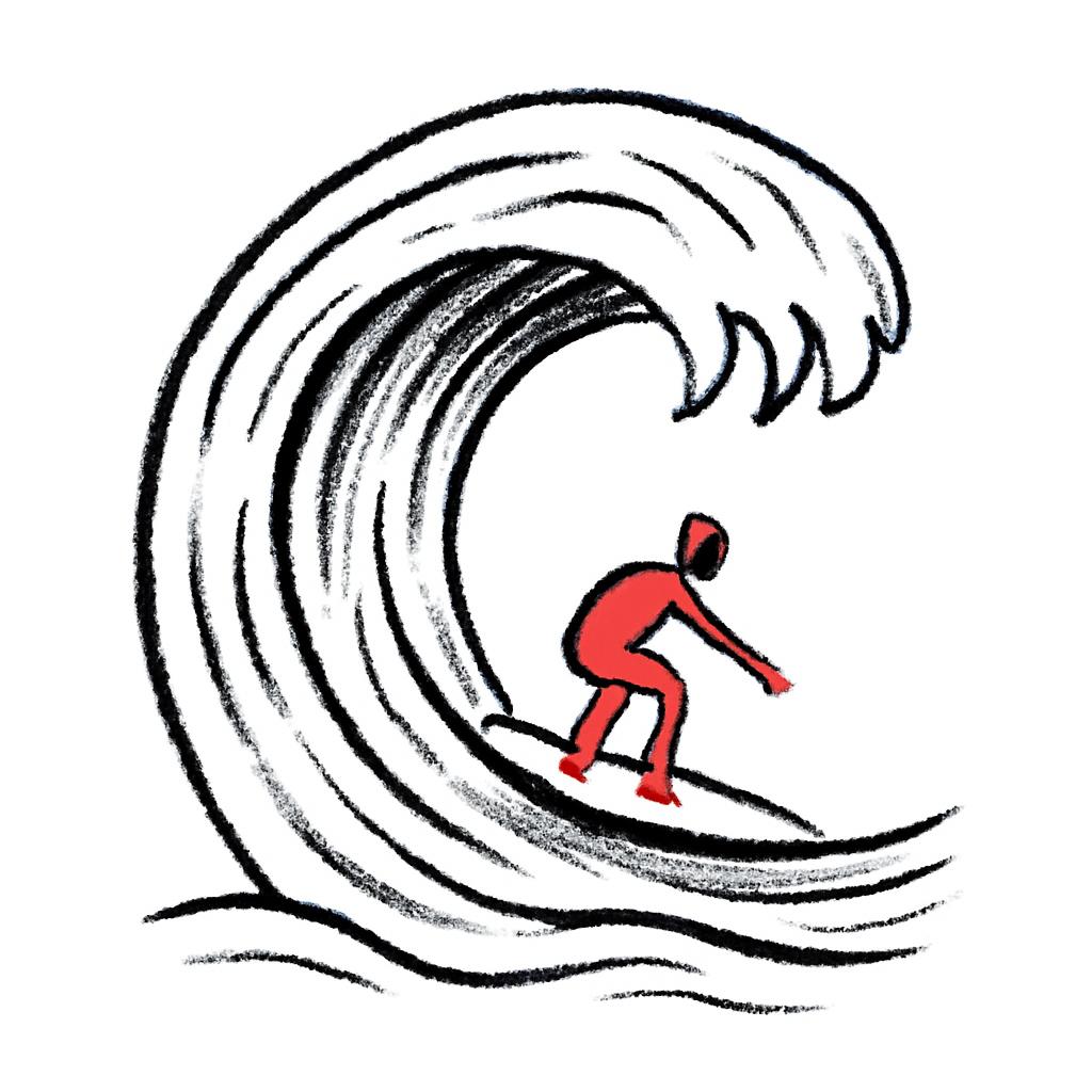 Surfing the wave illustration